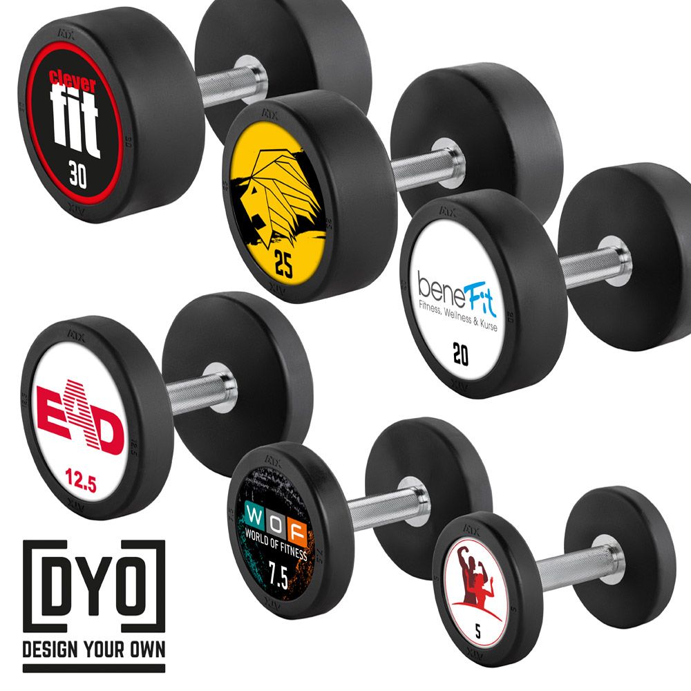 PRO-Style rubber dumbbell sett 5–30 kg forfra
