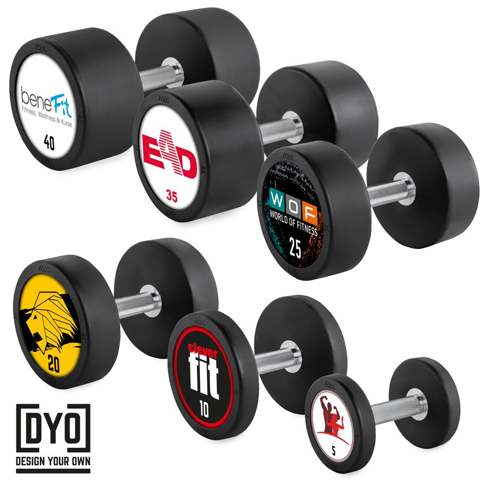 PRO-Style rubber dumbbell sett 5–40 kg gummibelagt stål forfra