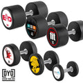 PRO-Style rubber dumbbell sett 5–50 kg gummibelagt stål forfra