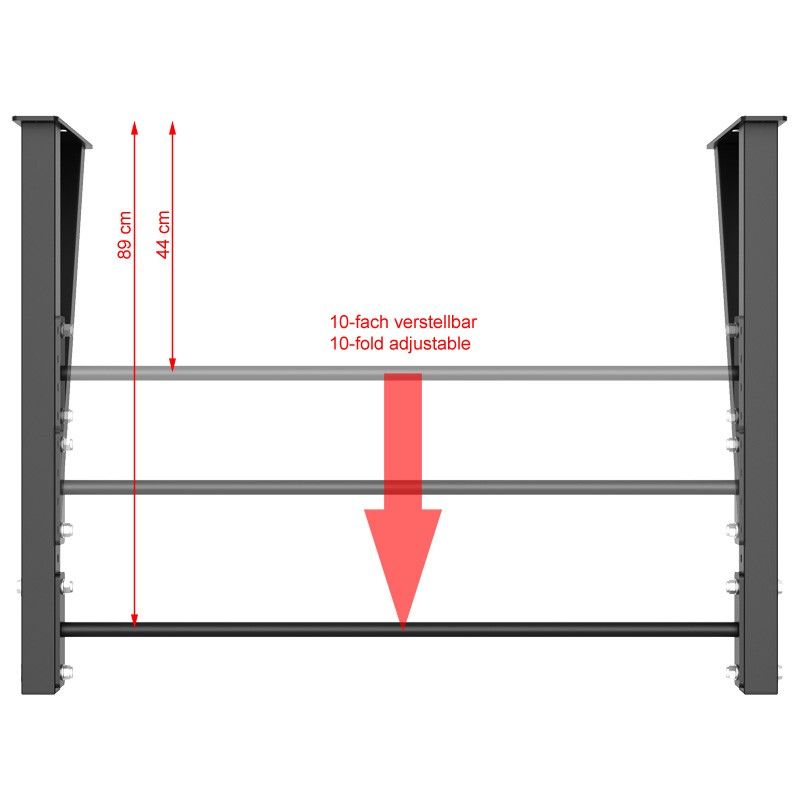 Pull-up bar veggmontert basismodul 134 cm 300 kg EN 20957 - ATX bakside