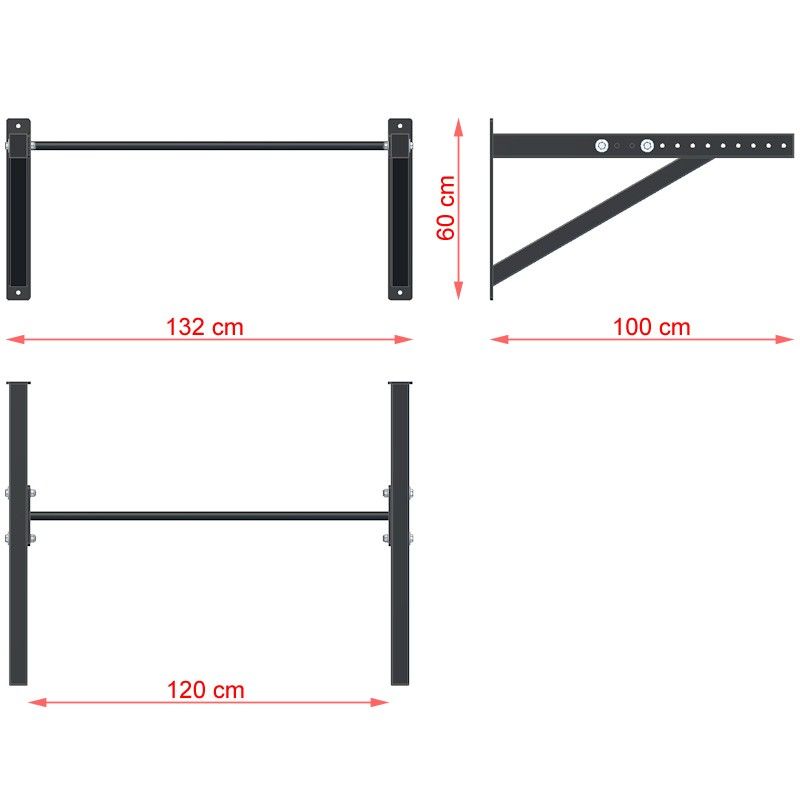 Detalj av Pull-up bar veggmontert basismodul 134 cm 300 kg EN 20957 - ATX grep