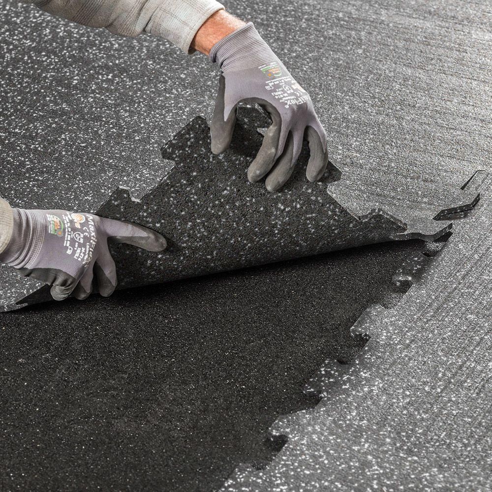 Puzzlematte gulvbelegg 970 x 970 x 8 mm svart/grå - Gymfloor