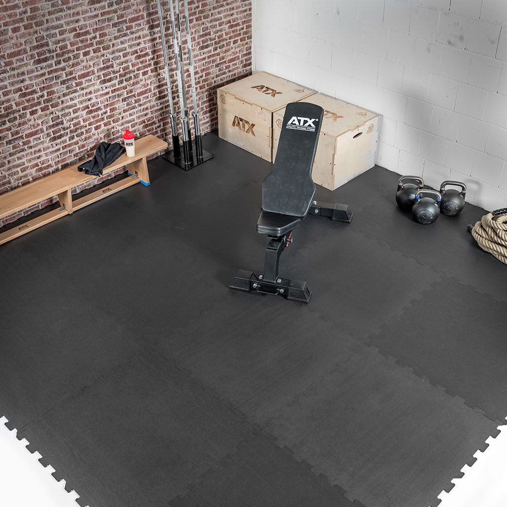 Puzzlematte gulvbelegg 970 x 970 x 8 mm svart/grå - Gymfloor