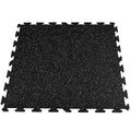 Pusleplate gulvbelegg svart med grå granulat 970 x 970 x 8 mm sett forfra