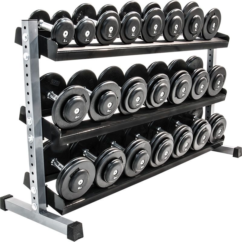Rack for håndvekter 3 nivåer 120 cm maks 400 kg forfra