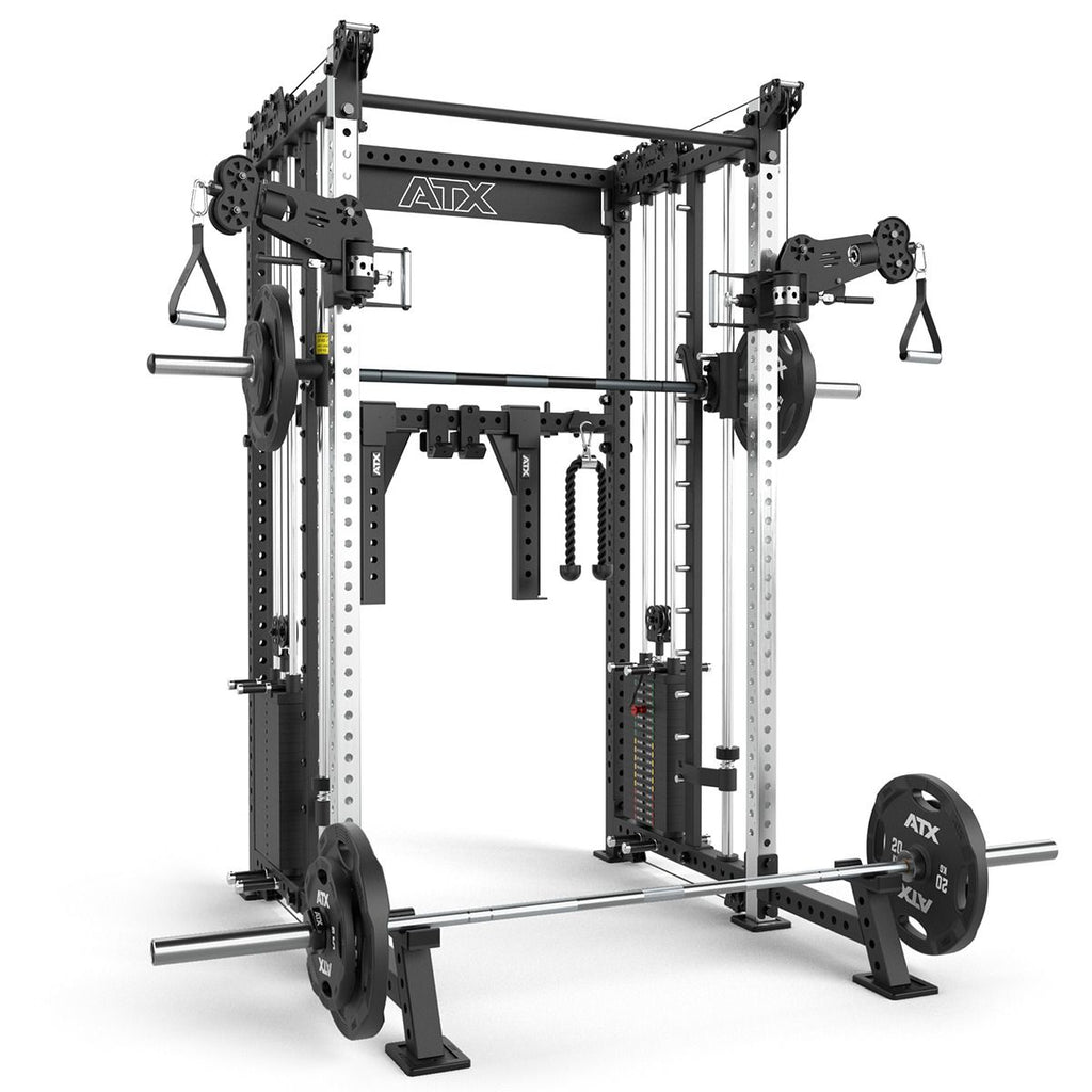 Rack med kabelstasjon og Smith Machine bakside
