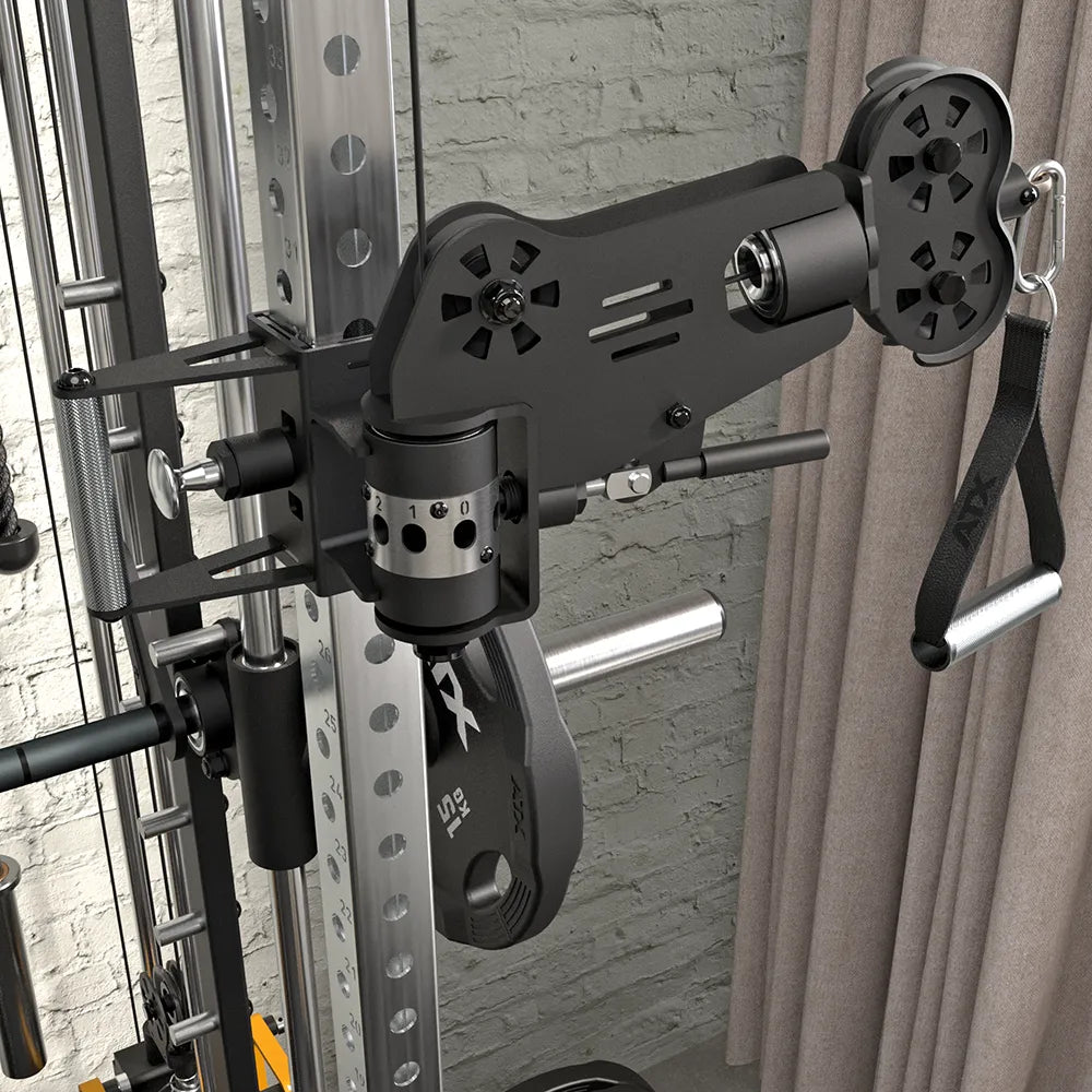 Rack med kabelstasjon og Smith Machine detalj av borehull