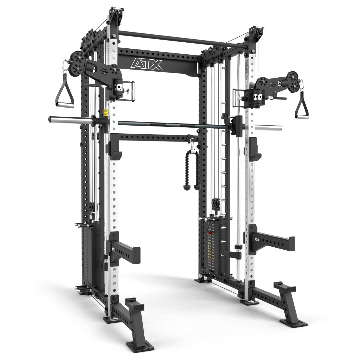 Rack med kabelstasjon og Smith Machine forfra