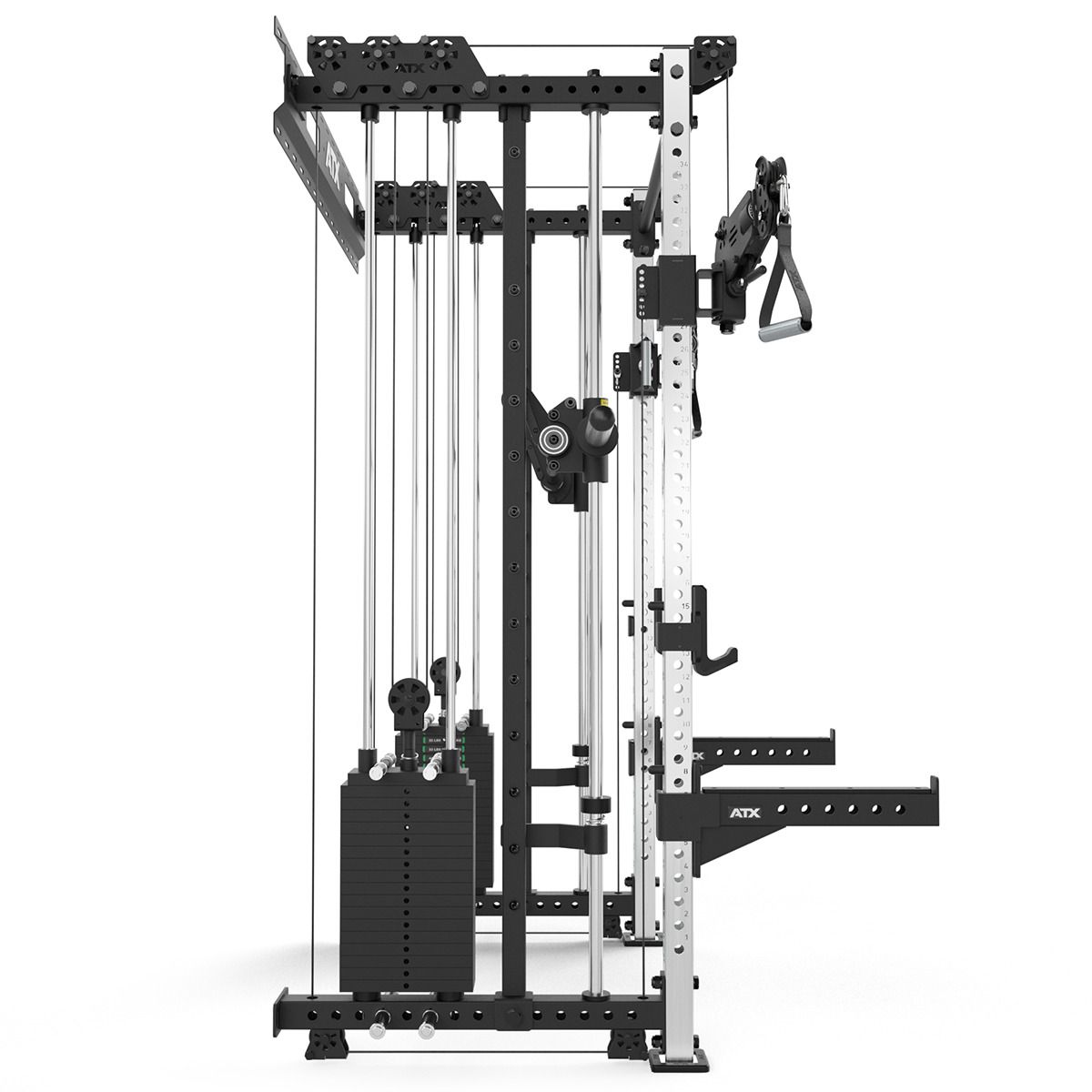 Rack med kabelstasjon og Smith Machine sideprofil