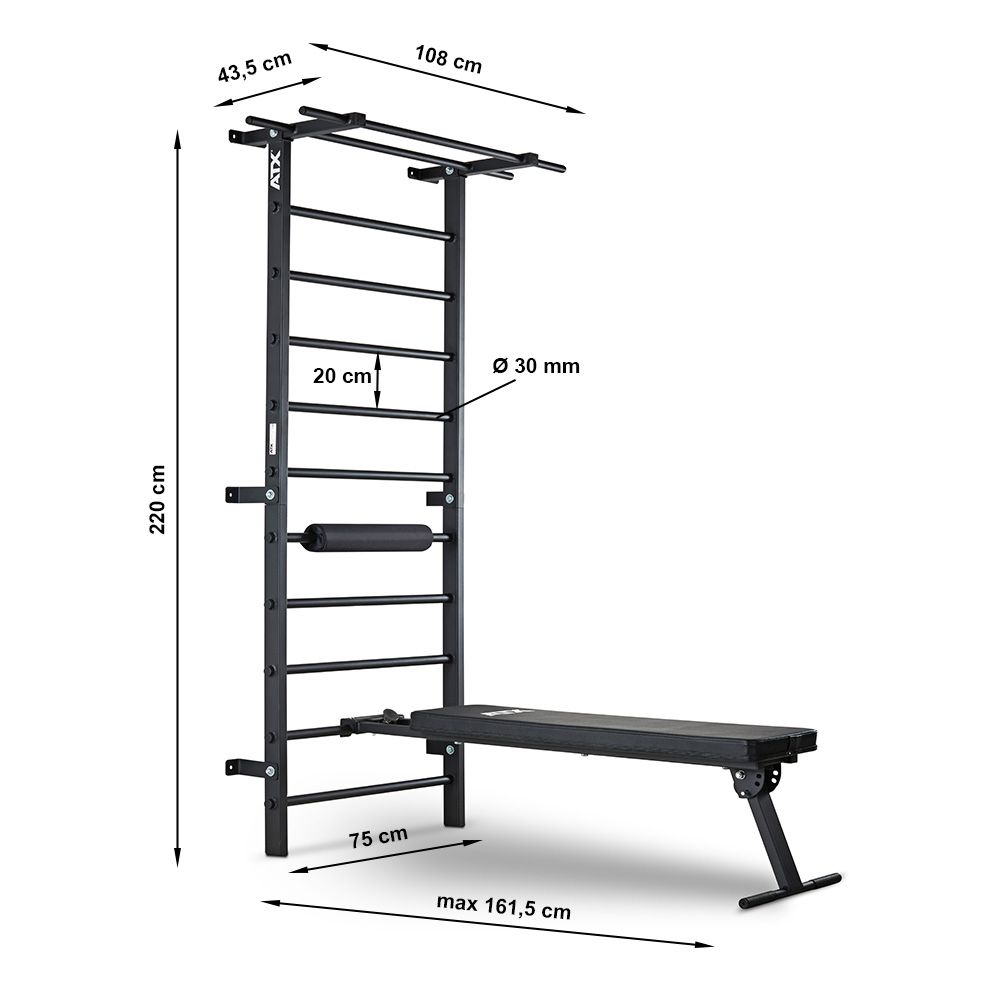 Ribbvegg med treningsbenk og pull-up-stang - ATX