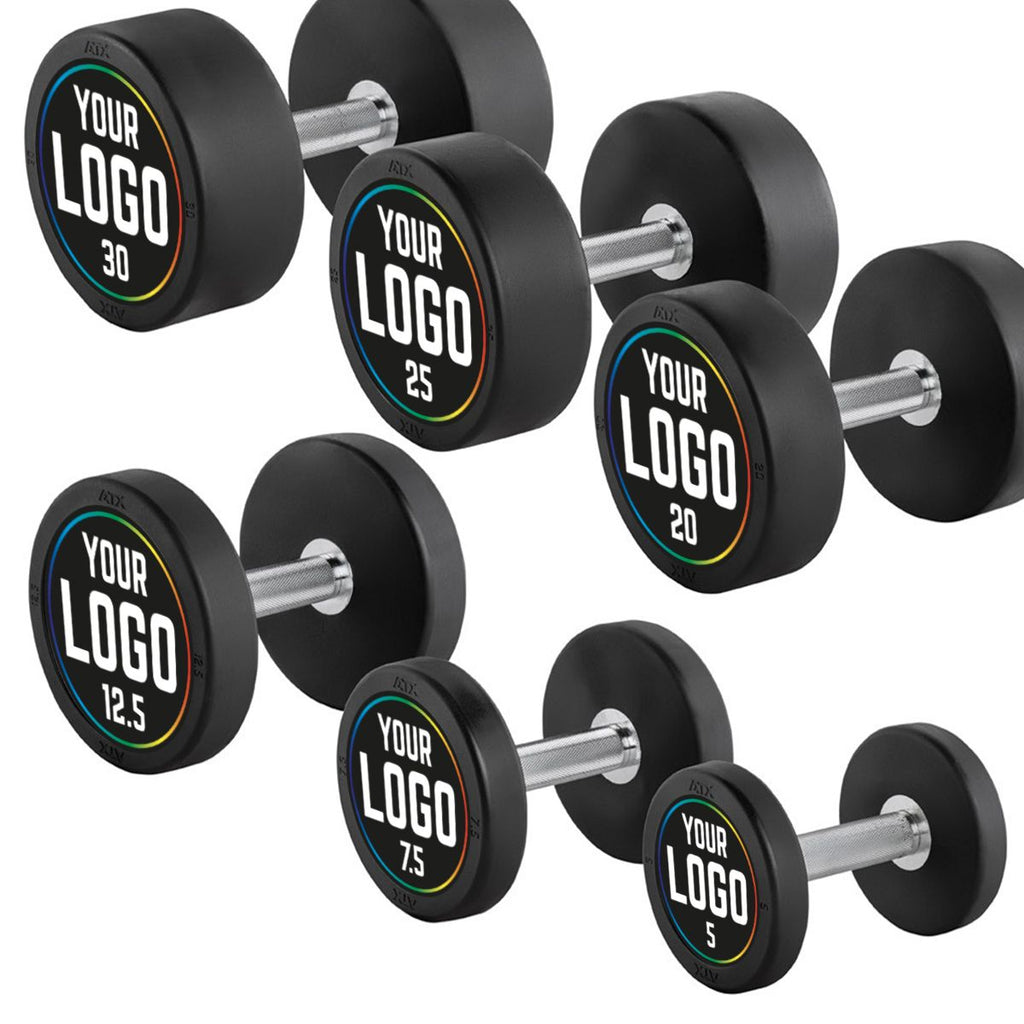 Rubber dumbbell med gummi 12,5 kg kromgrep 32 mm bakside