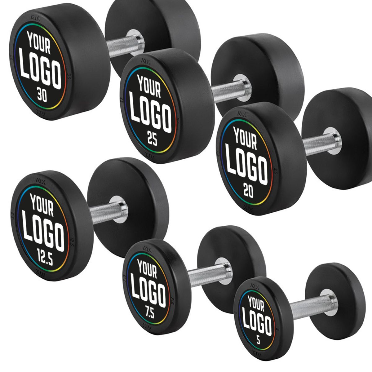 Rubber dumbbell med gummi 12,5 kg kromgrep 32 mm bakside