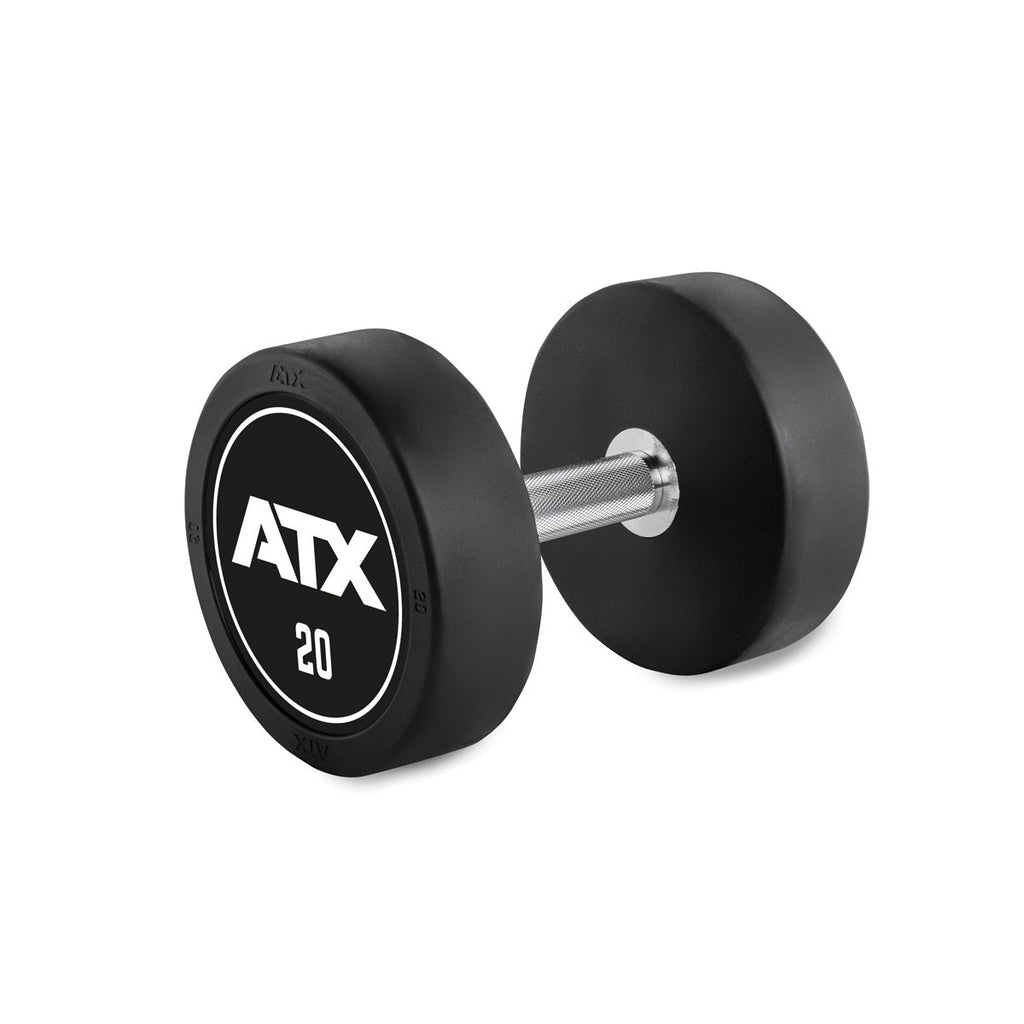 Rubber Dumbbell gummibelagt 20 kg kromgrep 32 mm forfra