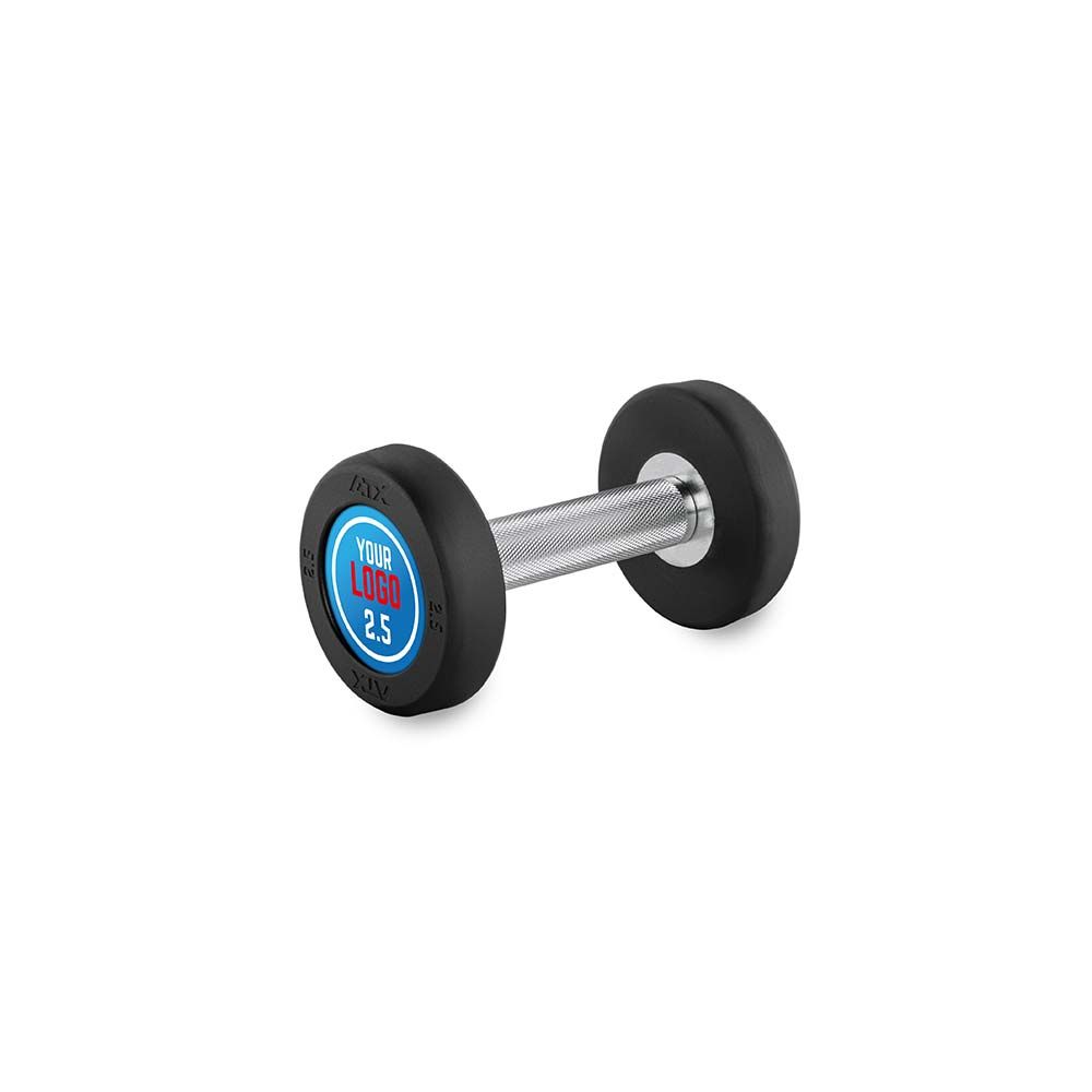 Rubber Dumbbell 2,5 kg gummibelagt stål 32 mm grep forfra