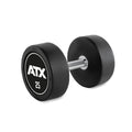 Rubber Dumbbell gummiert 25 kg med kromgrep 32 mm forfra