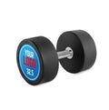 Rubber dumbbell med gummi 32,5 kg kromgrep 32 mm forfra