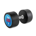 Rubber dumbbell med gummi 35 kg kromgrep 32 mm forfra