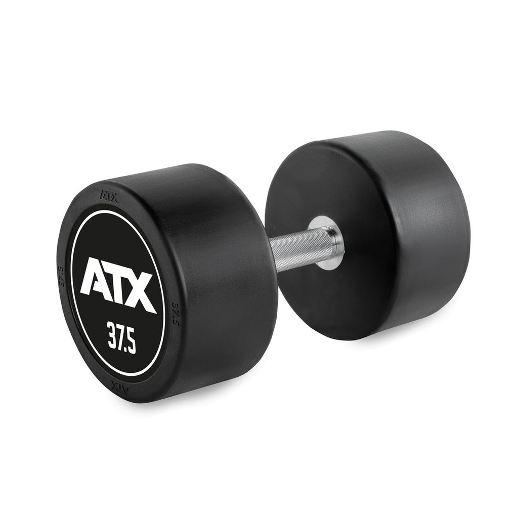 Rubber Dumbbell gummibelagt 37,5 kg med kromgrep 32 mm forfra