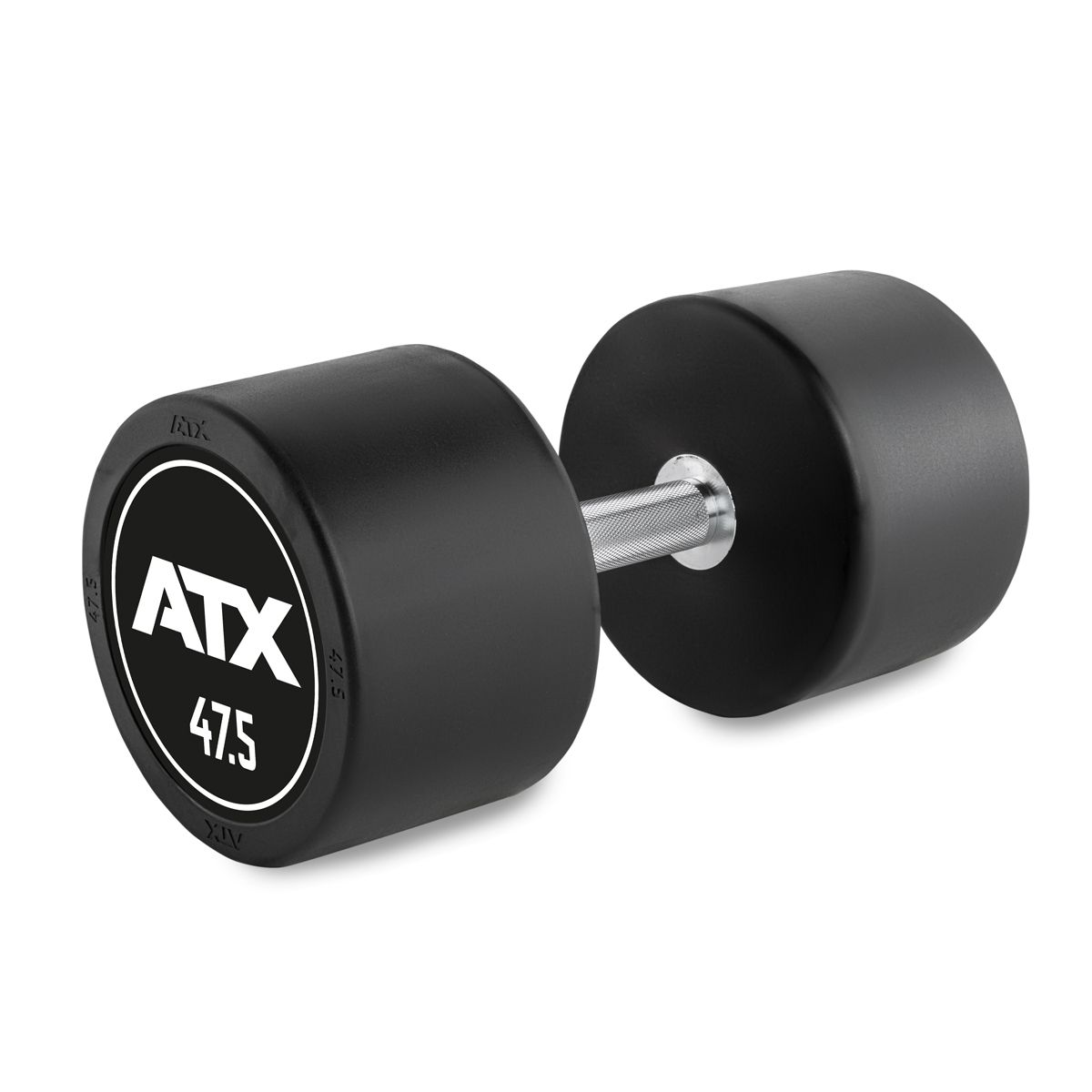 Rubber Dumbbell gummibelagt 47,5 kg med kromgrep 32 mm forfra