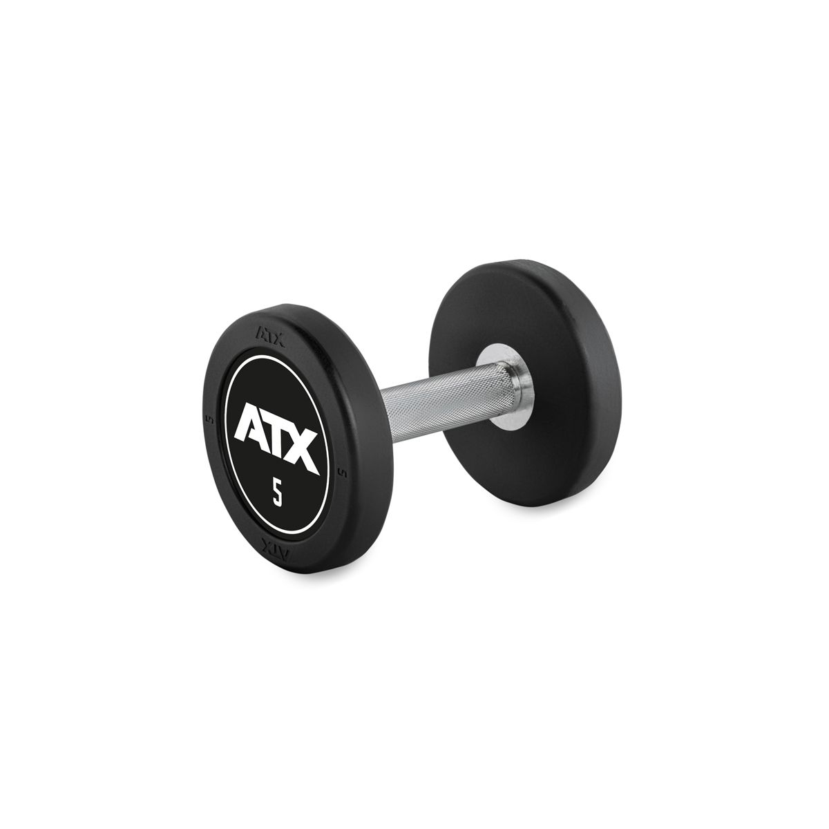 Rubber dumbbell gummibelagt 5 kg kromgrep 32 mm forfra