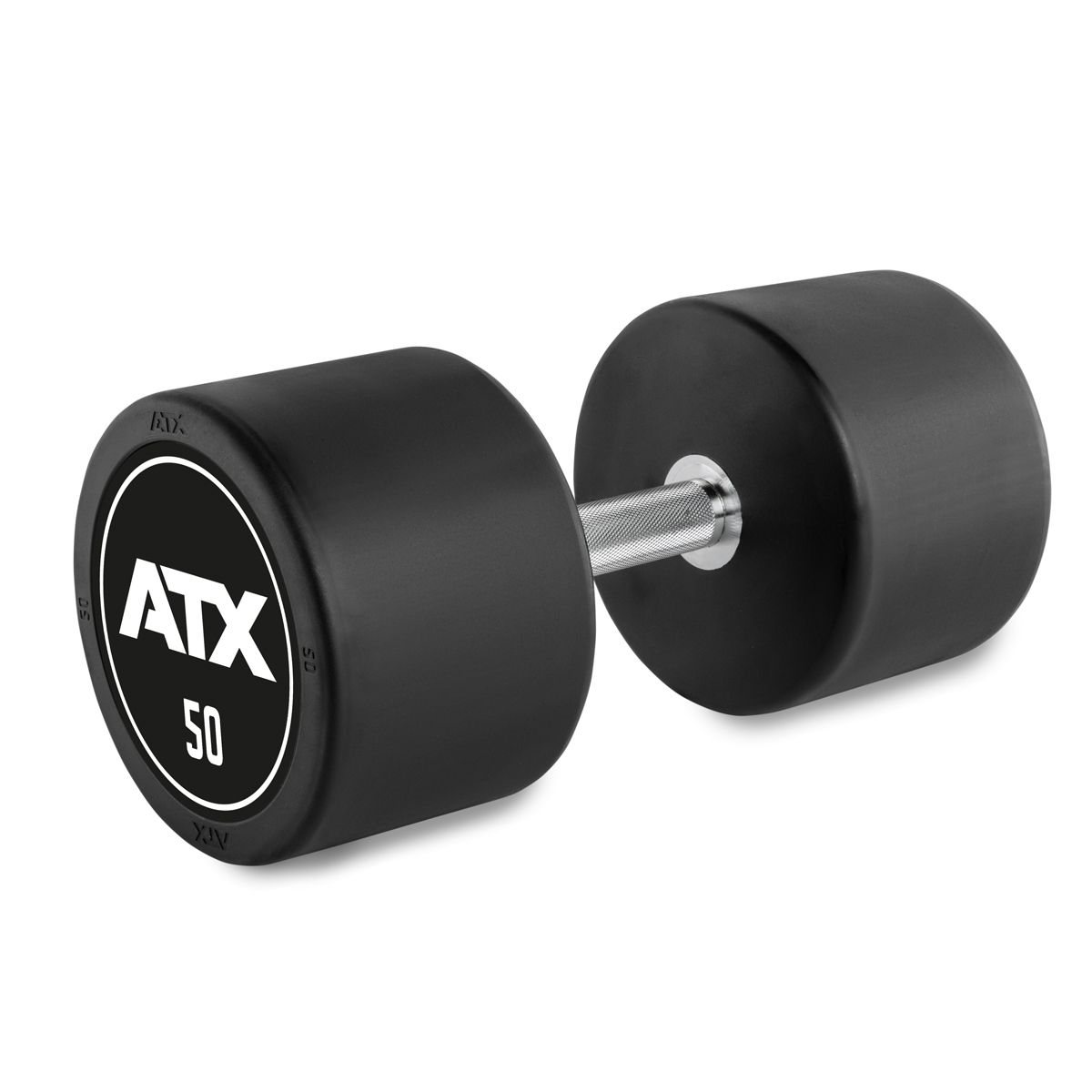 Rubber Dumbbell gummibelagt 50 kg med ATX-logo forfra