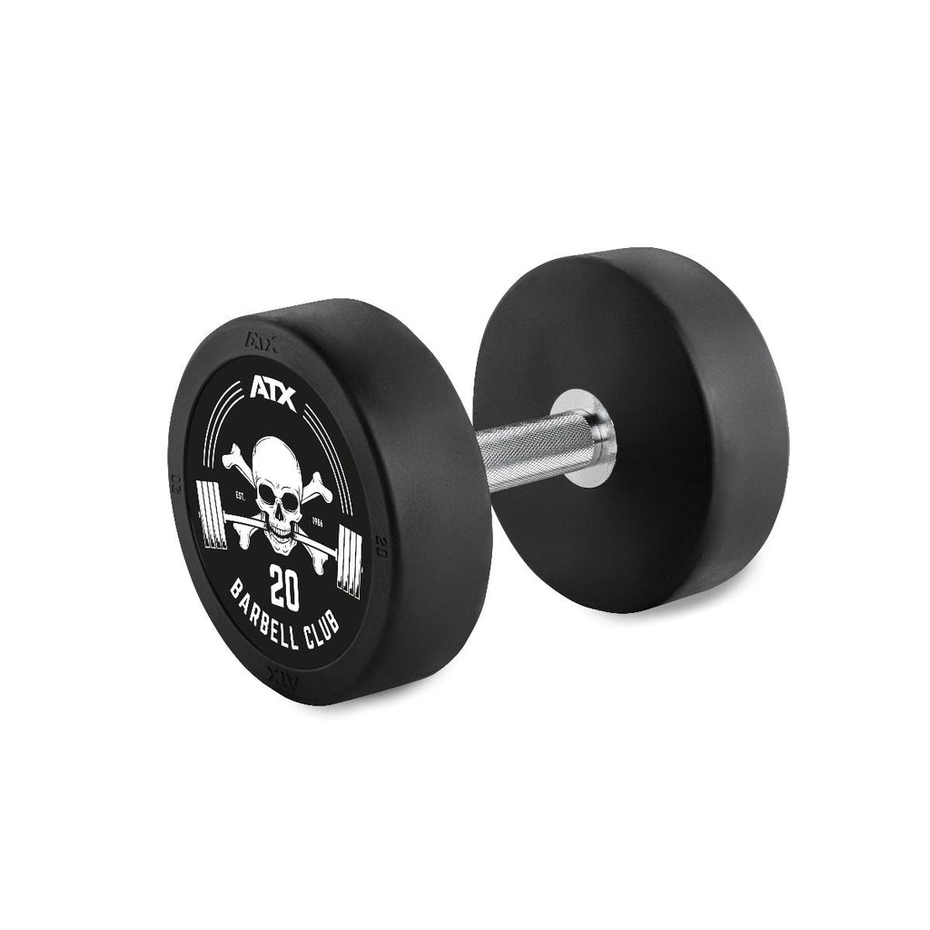 Rubber Dumbbell Barbell Club Logo 20 kg gummibelagt stål forfra
