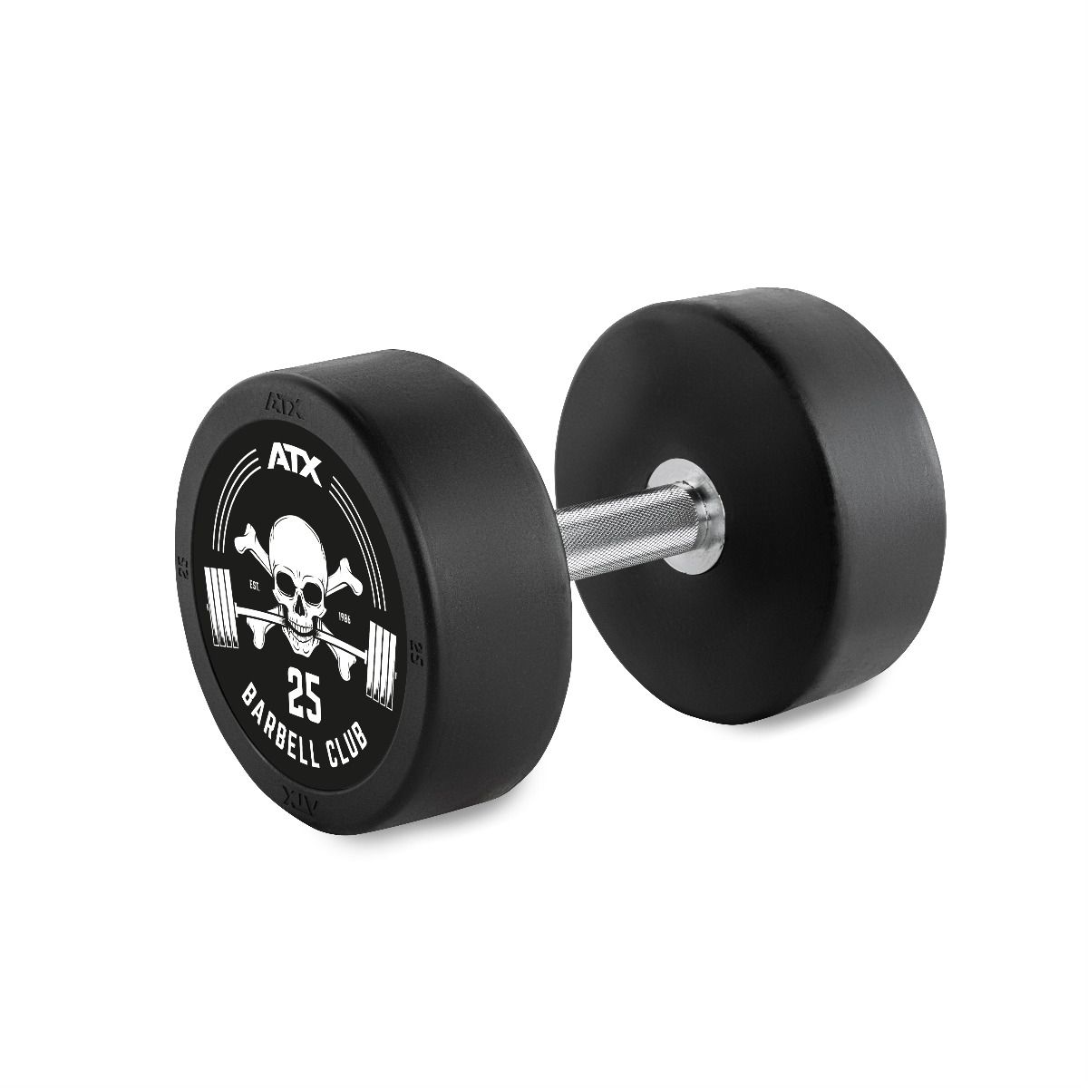 Rubber Dumbbell Barbell Club Logo 25 kg gummibelagt forfra