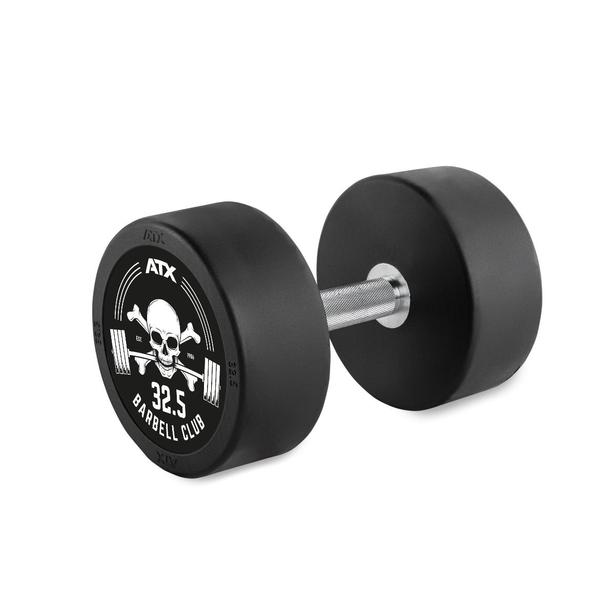 Rubber Dumbbell Barbell Club Logo 32,5 kg gummibelagt stål forside