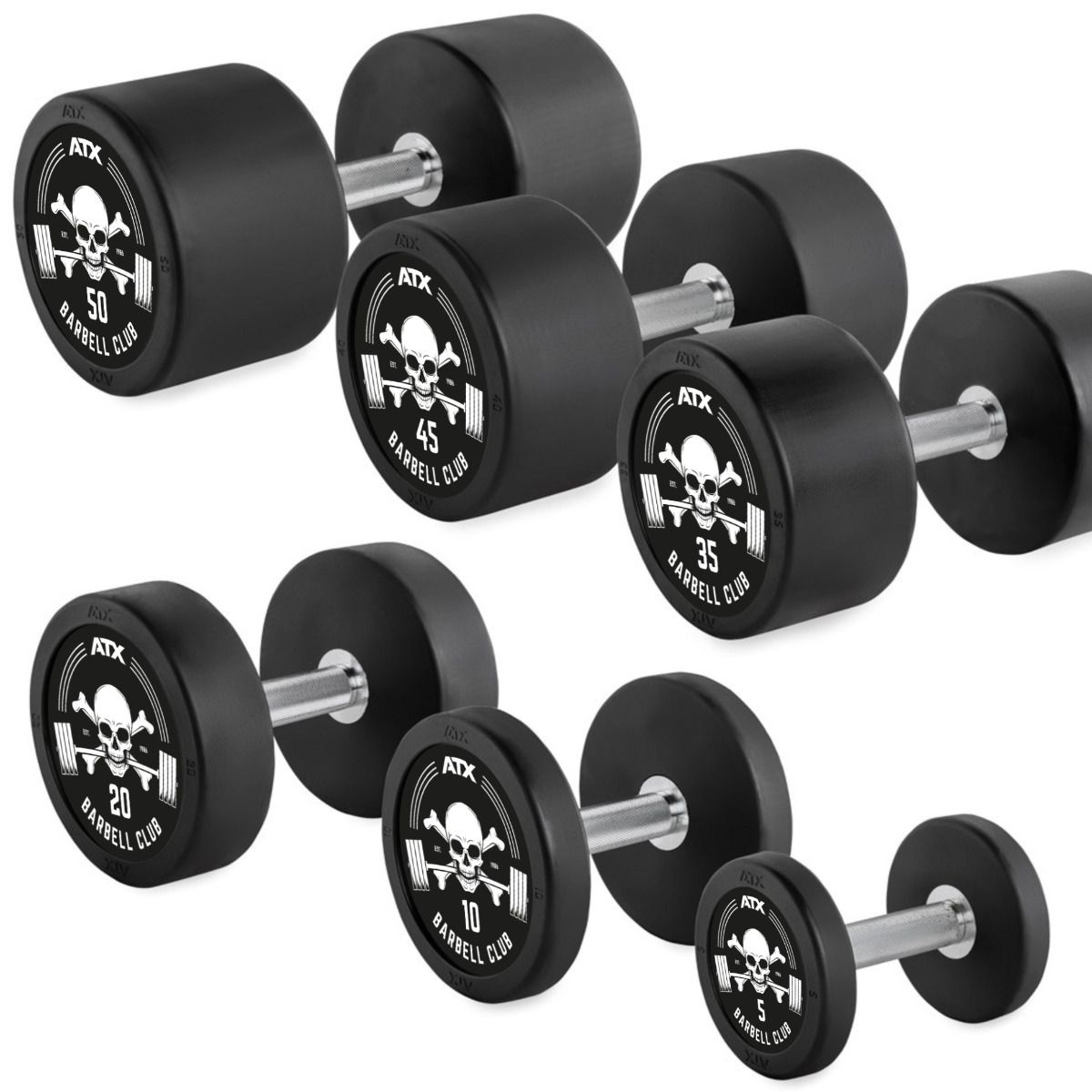 Rubber Dumbbell Barbell Club Logo 37,5 kg gummibelagt stål bakside