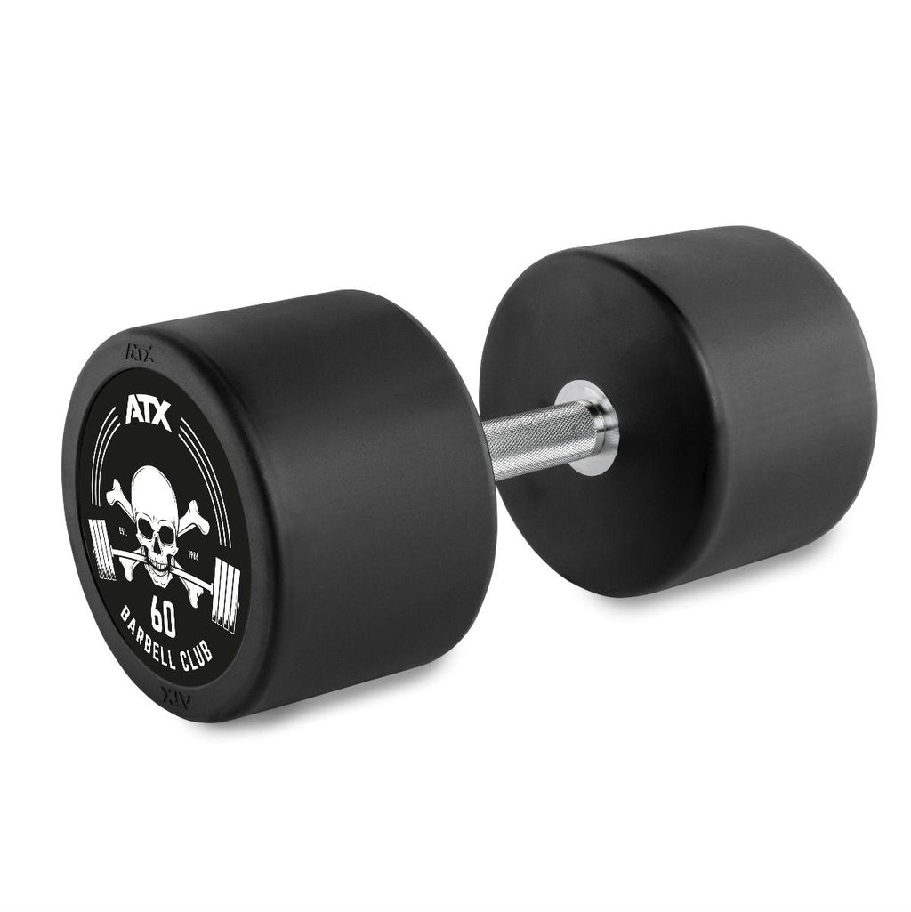 Rubber Dumbbell Barbell Club Logo 60 kg gummibelagt stål forfra