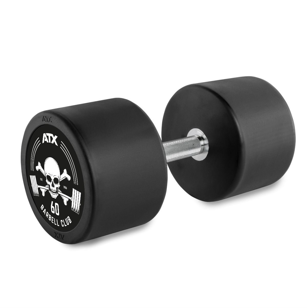 Rubber Dumbbell Barbell Club Logo 60 kg gummibelagt stål forfra