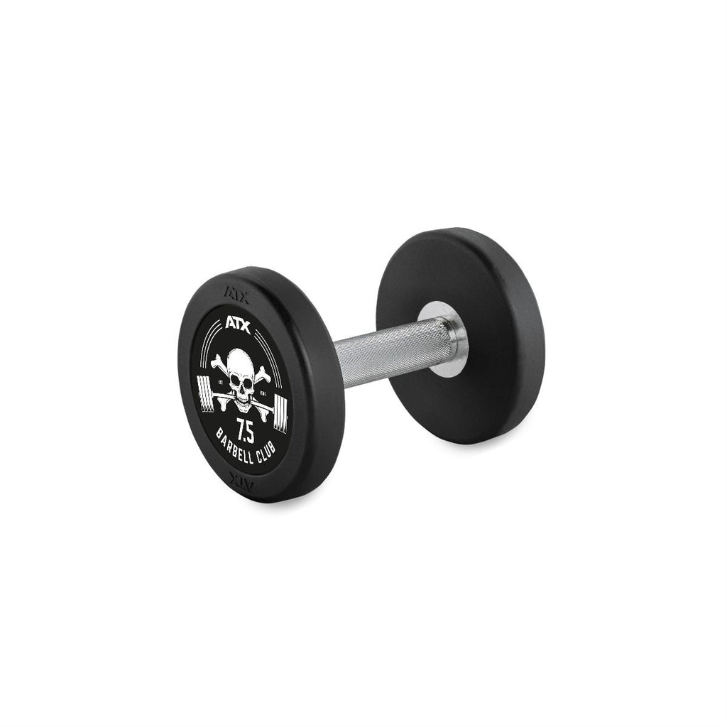 Rubber Dumbbell Barbell Club Logo 7,5 kg gummibelagt stål forfra