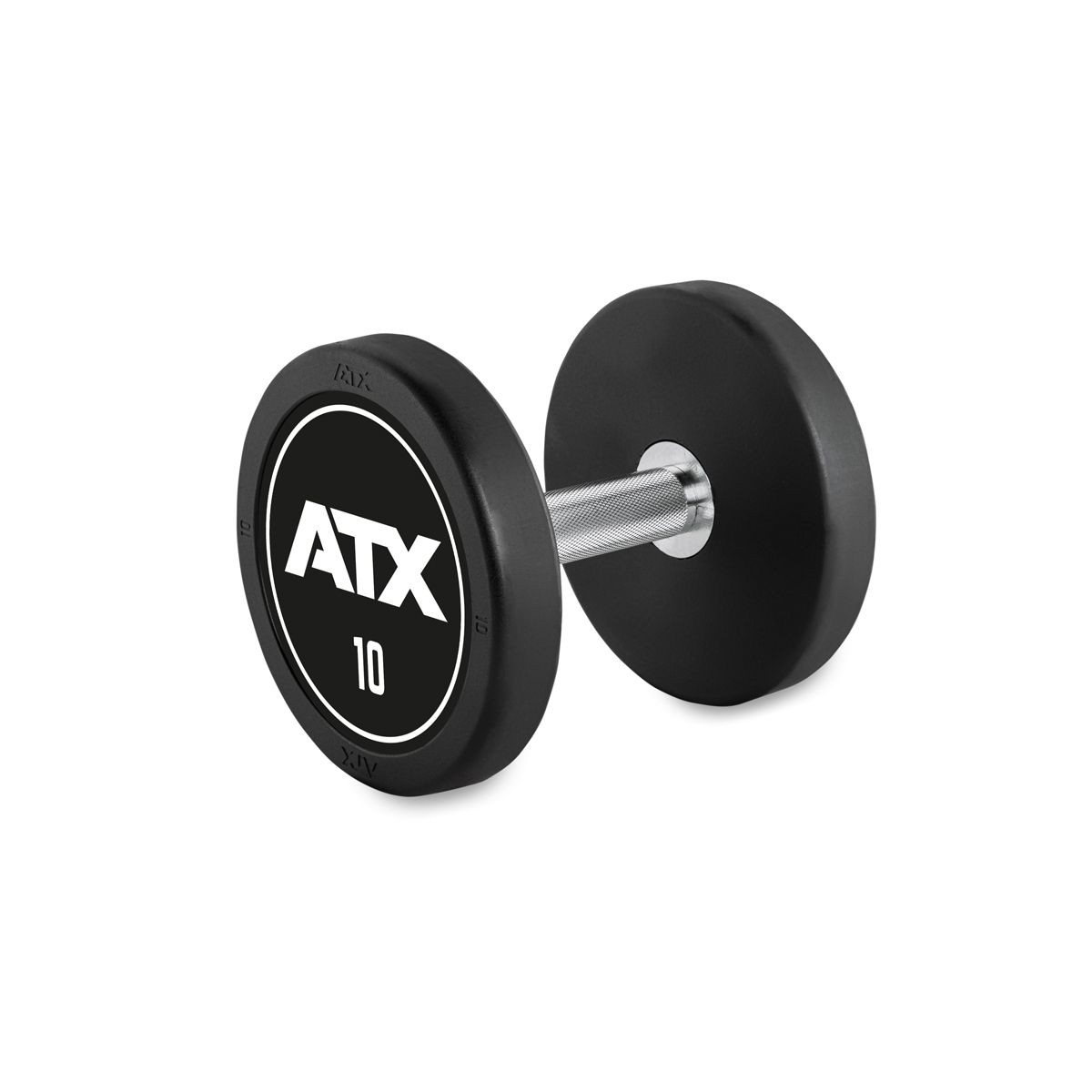 Rubber dumbbell gummibelagt 10 kg kromgrep 32 mm forfra