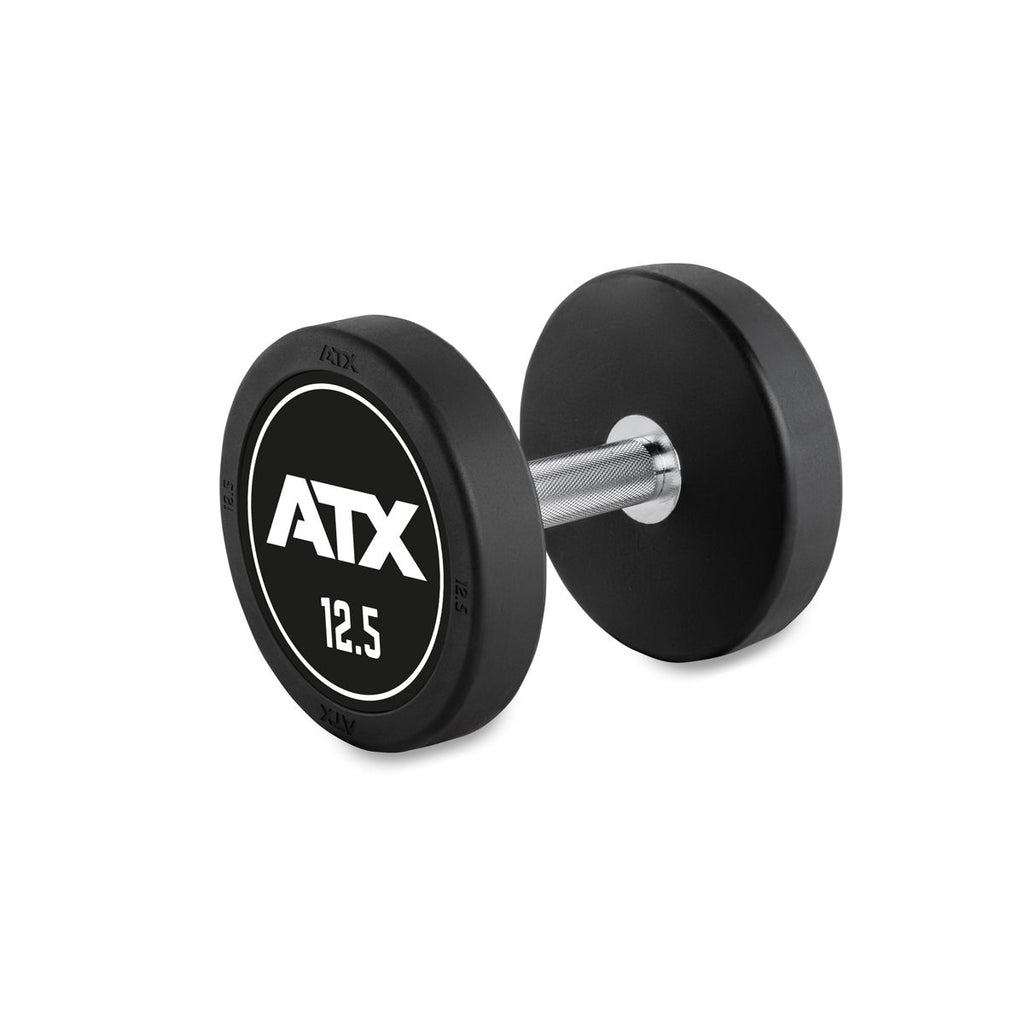 Rubber Dumbbell gummibelagt 12,5 kg kromgrep 32 mm forfra