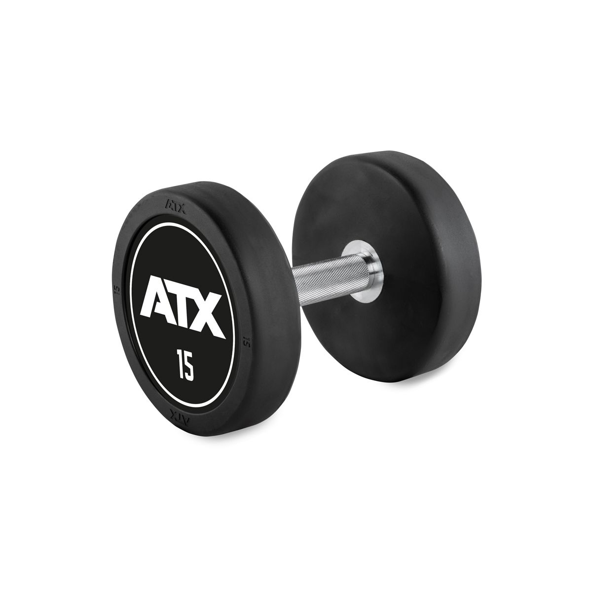 Rubber Dumbbell gummibelagt 15 kg kromgrep 32 mm forfra