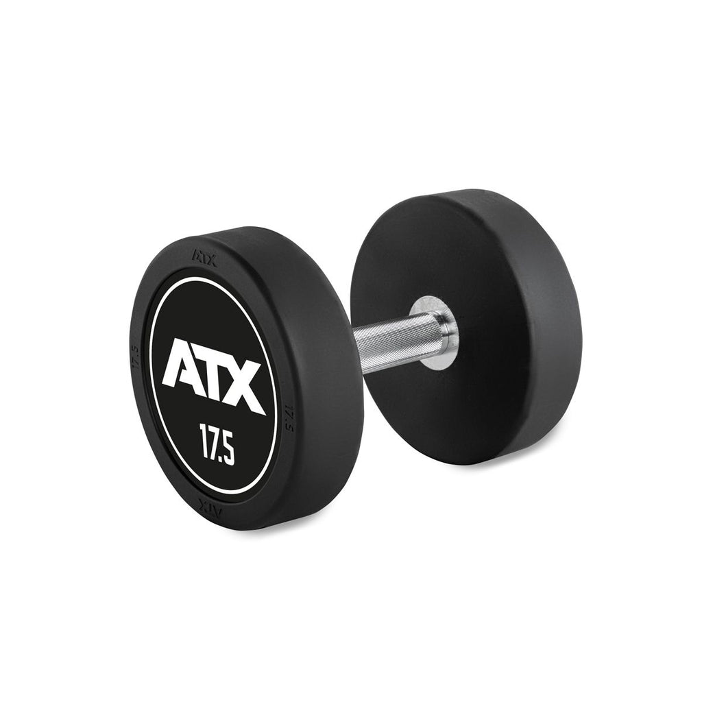 Rubber Dumbbell gummibelagt 17,5 kg kromgrep 32 mm forfra
