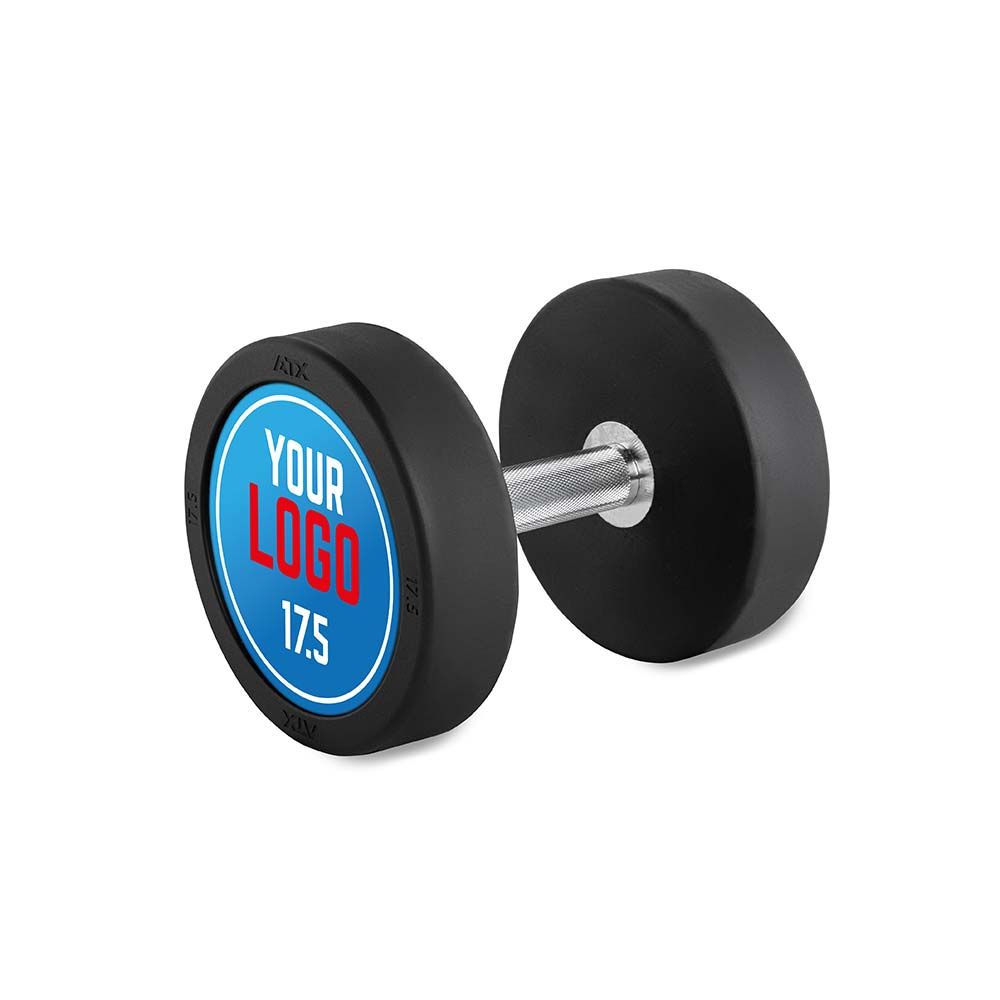 Rubber Dumbbell gummibelagt 17,5 kg kromgrep 32 mm forfra