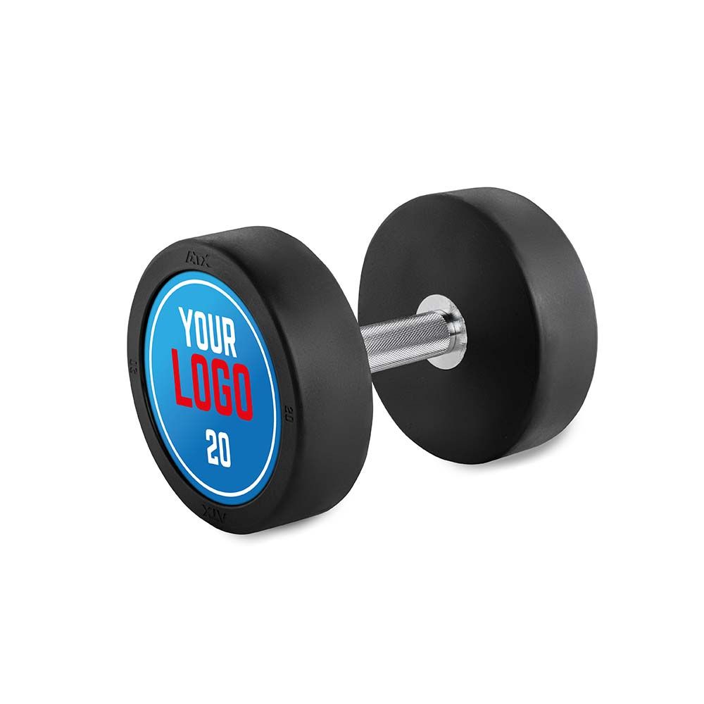 Rubber Dumbbell gummibelagt 20 kg kromgrep 32 mm forfra