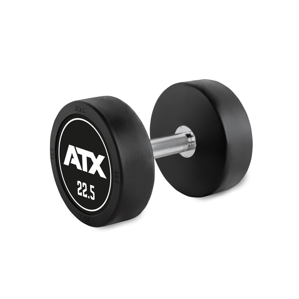 Rubber Dumbbell gummibelagt 22,5 kg kromgrep 32 mm forfra