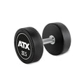 Rubber Dumbbell gummibelagt 22,5 kg kromgrep 32 mm forfra