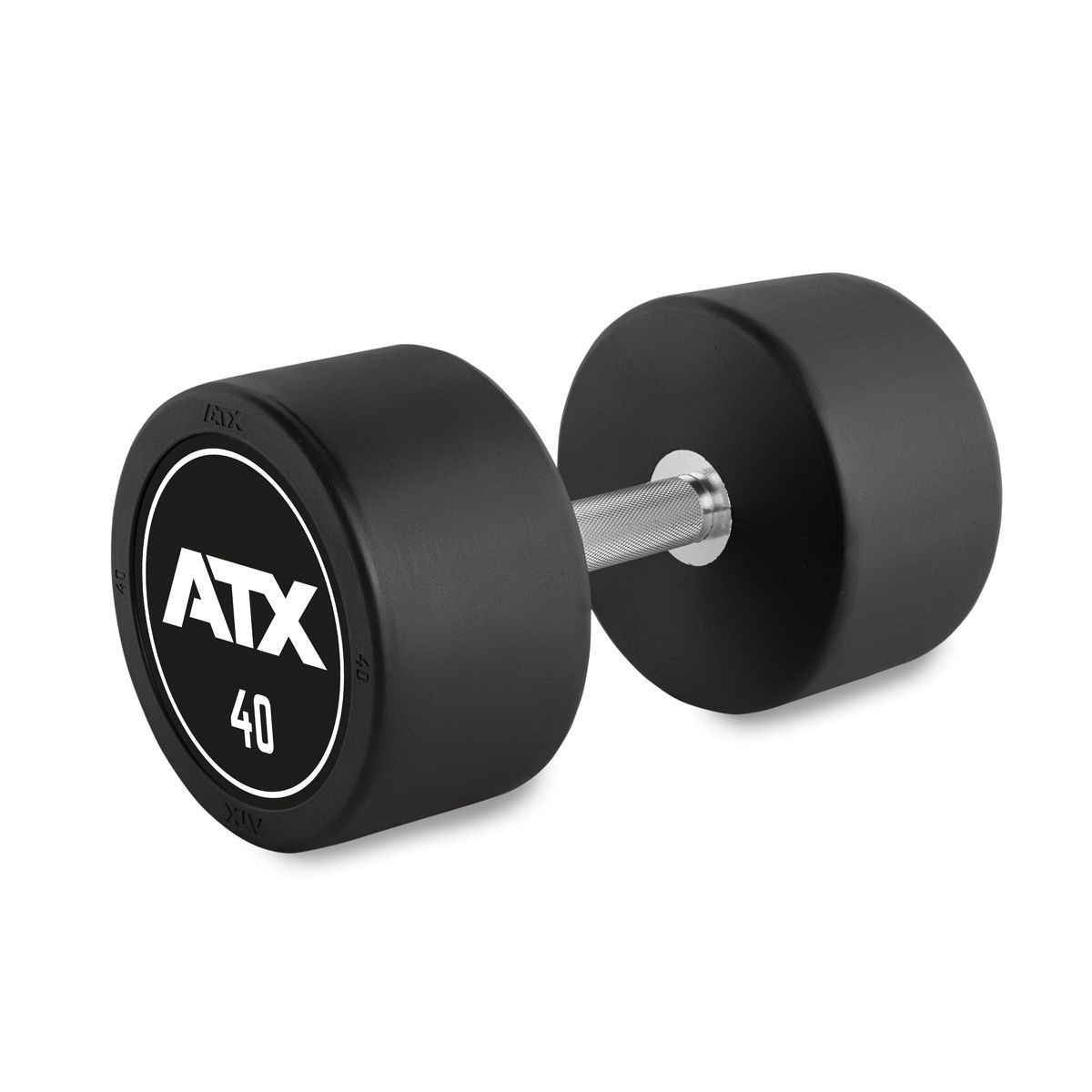 Rubber Dumbbell gummibelagt 40 kg med kromgrep 32 mm forfra