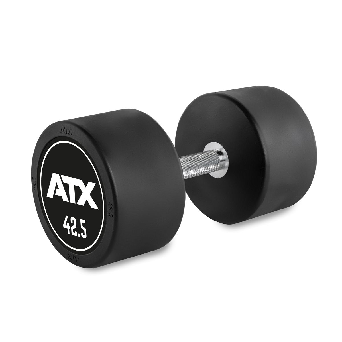 Rubber Dumbbell gummibelagt 42,5 kg med kromgrep 32 mm forfra