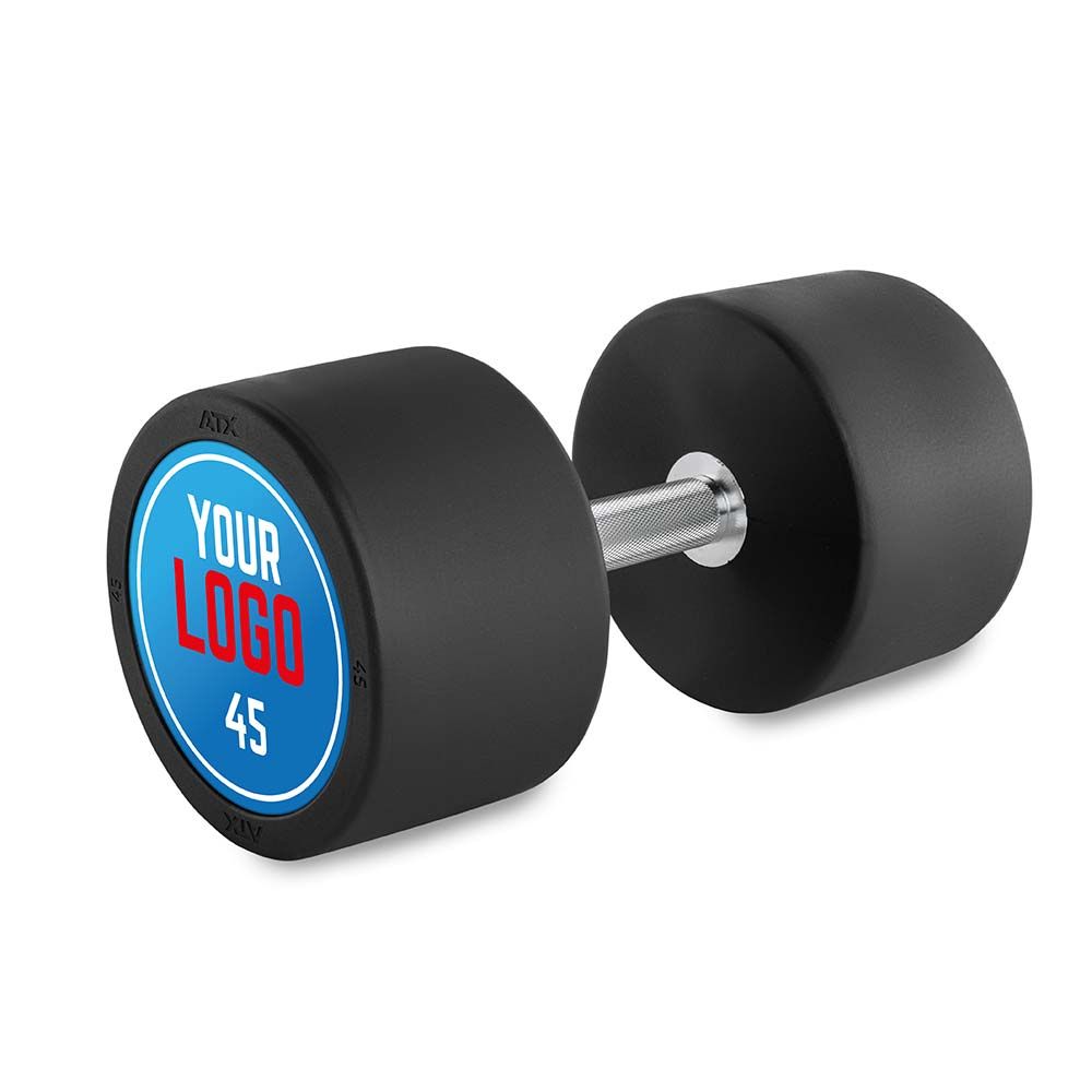 Rubber dumbbell gummibelagt 45 kg kromgrep 32 mm forfra