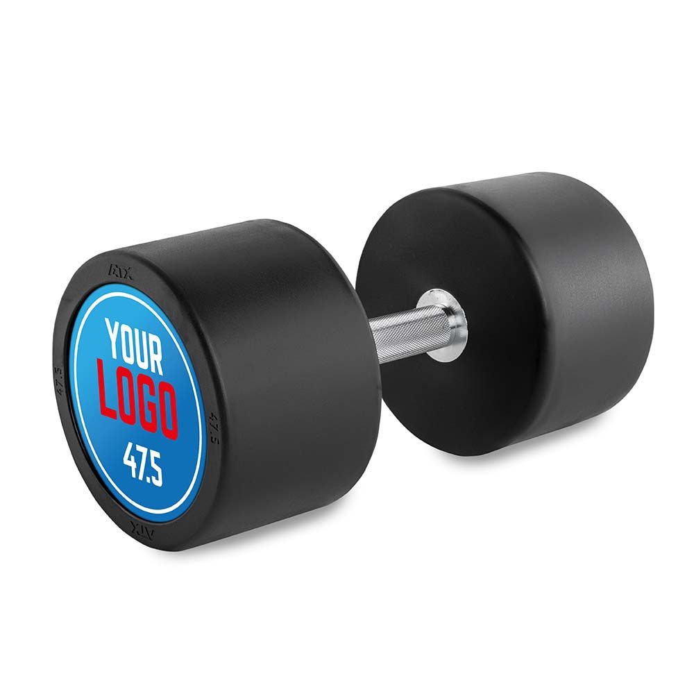 Rubber dumbbell gummibelagt 47,5 kg kromgrep 32 mm forfra