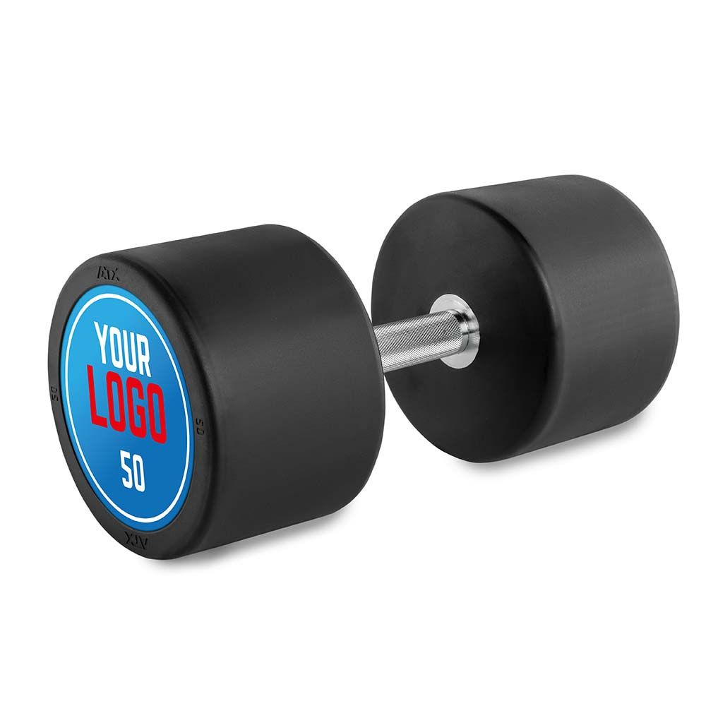 Rubber dumbbell gummibelagt 50 kg kromgrep 32 mm forfra