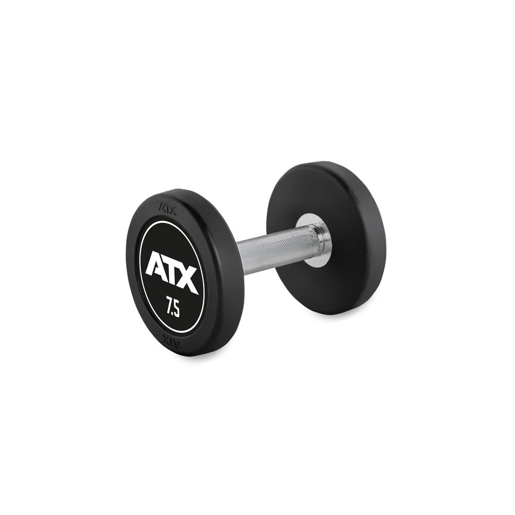 Rubber dumbbell gummibelagt 7,5 kg kromgrep 32 mm forfra