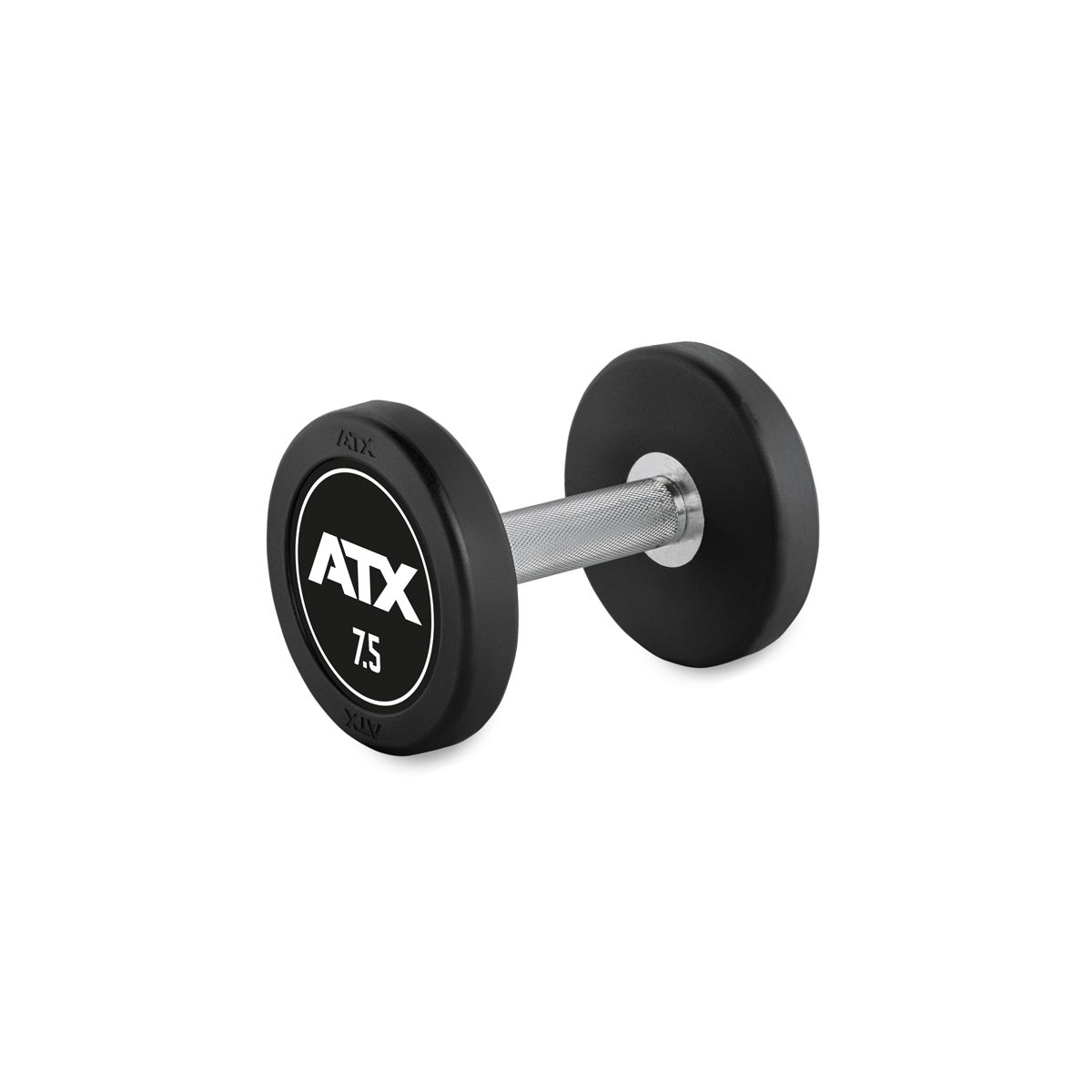 Rubber dumbbell gummibelagt 7,5 kg kromgrep 32 mm forfra