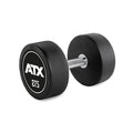 Rubber Dumbbell gummiert 27,5 kg med kromgrep 32 mm forfra