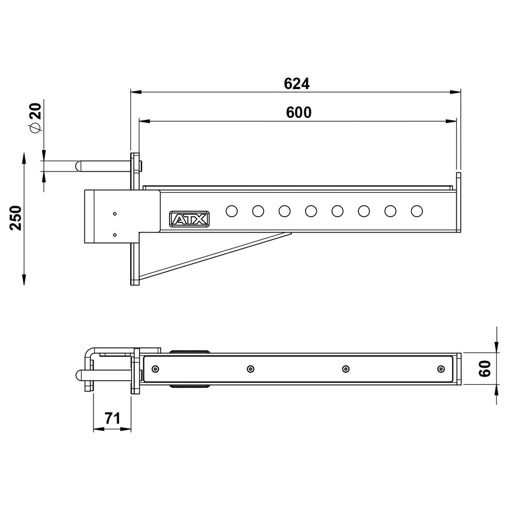 Oversikt av Safety Spotter Arms 710 mm for Serie 700