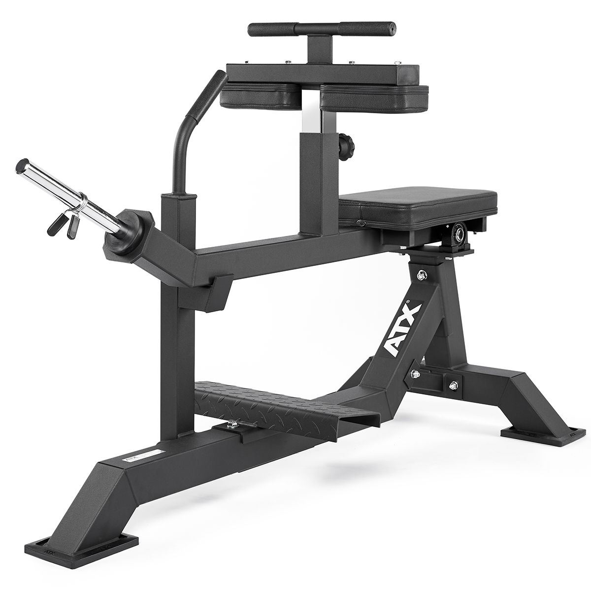 Seated calf raise maskin 135x71 cm, 200 kg kapasitet montert i treningsrom